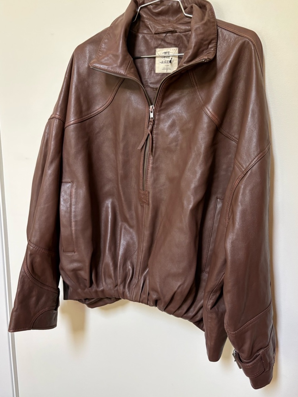 NWOT Free People We The Free Sonny Leather Pullover Jacket Size Large - Picture 4 of 16